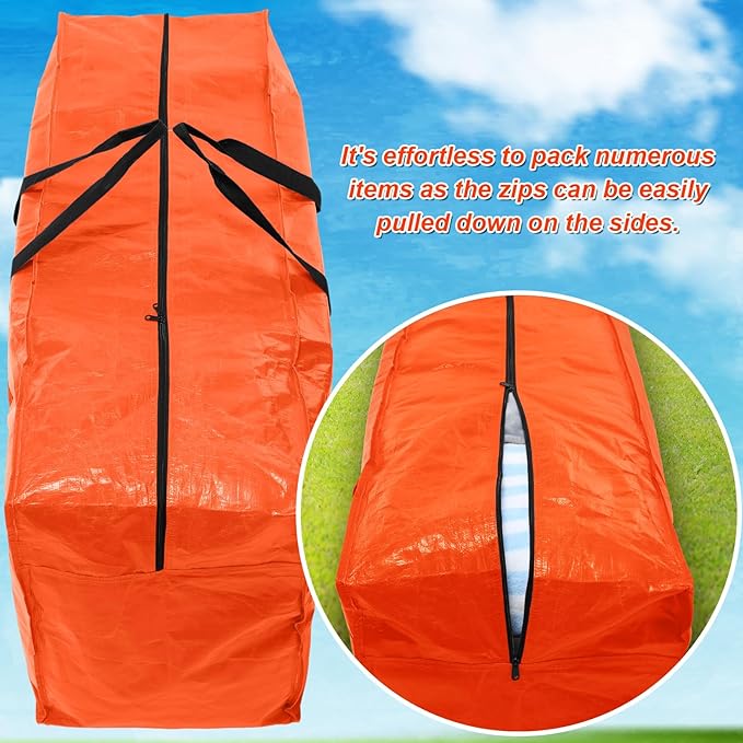 4 Pcs 96 Gallon Extra Large Moving Bags Heavy Duty Storage Bag with Strong Zipper Handle Foldable XXL Jumbo Storage Tote Packing Moving Box for College Dorm Travel Cloth Duffle (Orange)