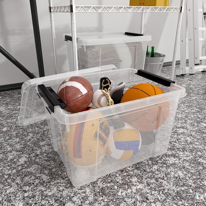 50 Qt. Plastic Storage Bins with Lids, Large Stackable Storage Containers for Organizing Clear Durable Storage Box, 4 Packs
