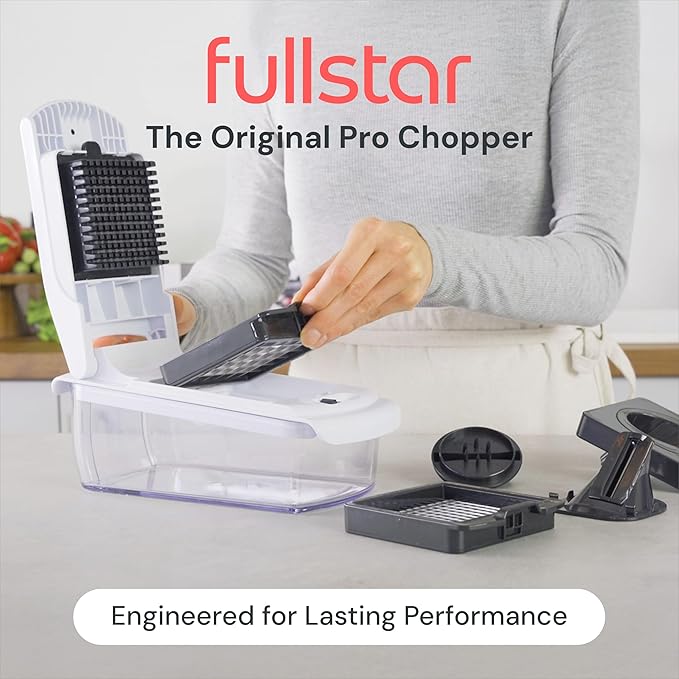 Fullstar The Original Pro Chopper - Vegetable Chopper and Spiralizer, Food Chopper with Container, Fruit Slicer, Kitchen Gadgets & Gifts, Home Essentials (2 in 1, White)