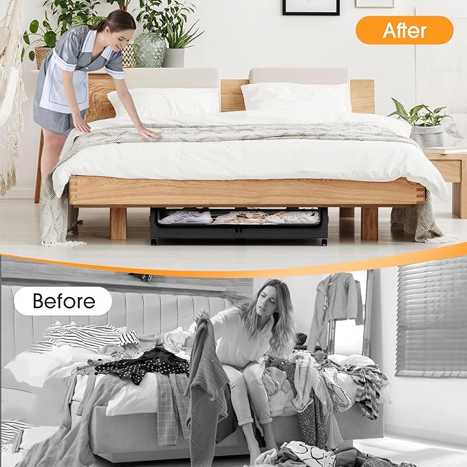 Under Bed Storage with Wheels 1Pack Storage Containers with Clear Window&Label Under Bed Drawers Rolling Under Bed Storage for Clothes,Shoes, Blankets (30.71 x 16.93 x 6.69 in, Dark Grey)