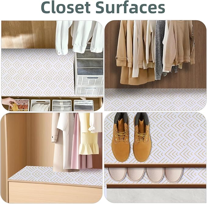 Shelf Liner for Kitchen Cabinets Non Adhesive Drawer Liner Gold Arrow Non-Slip Thickened Shelf Liner Paper Strong Easy to Clean for Tool Box Refrigerator with Knife and Tape Measure 17 inche x 20 feet