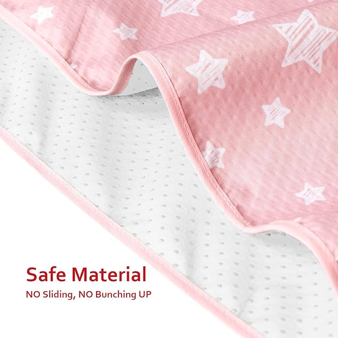 Extra Large Baby Splat Mat 54''x 72'', Anti Slip Waterproof High Chair Mat Baby Feeding Table Cloth Floor Mat Cover, Baby Art Playtime Mat for Craft/Mealtime, Washable Portable Picnic Mat - Pink Star