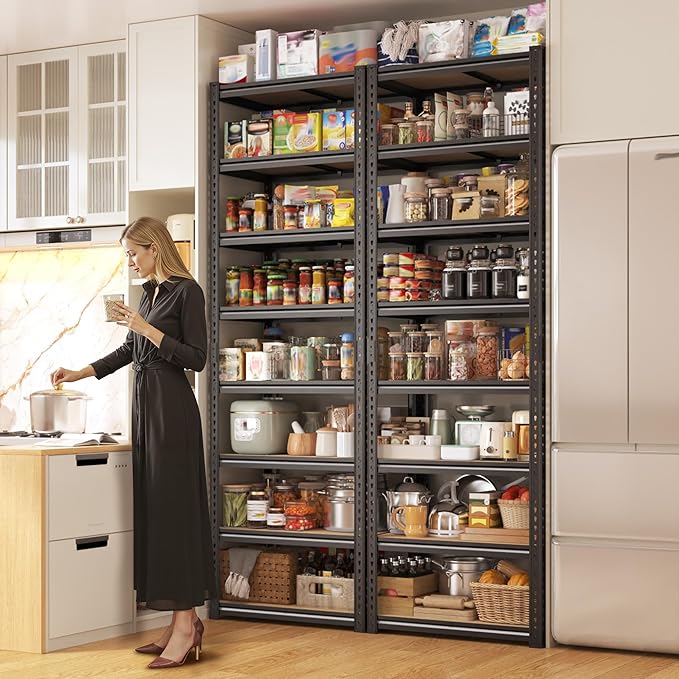 8 Tier Storage Shelves, Shelving Unit Load 2816LBS, Garage Shelving Adjustable and Divisible, Shelving Units and Storage Rack for Laundry Room, Pantry, Kitchen, Closet, Metal Shelf 84" H
