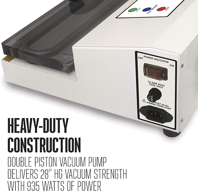 Weston Brands Vacuum Sealer Machine for Food Preservation & Sous Vide, Extra-Wide 5mm Bar for Sealing Bags up to 15", 935 Watts, Pro-2100, White (65-0101)