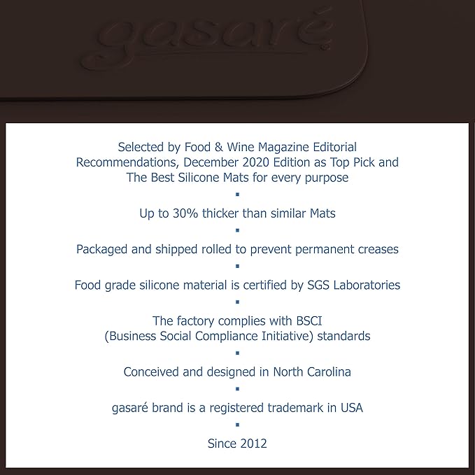 GASARÉ, Set of 2, Extra Large, Thick, Silicone Mats for Kitchen Counter, Heat Resistant Mats, Countertop Protector, Non-Slip, Easy to Clean, 25 x 17 Inches x 1.4mm, Brown