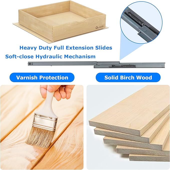 WelFurGeer Soft Close Pull Out Drawers for Kitchen Cabinets, 23" W x 21" D Pull Out Cabinet Organizer, Smooth Slide-Out Shelves for Kitchen Cabinets, Space-Saving Pullout Drawer for Home Organization