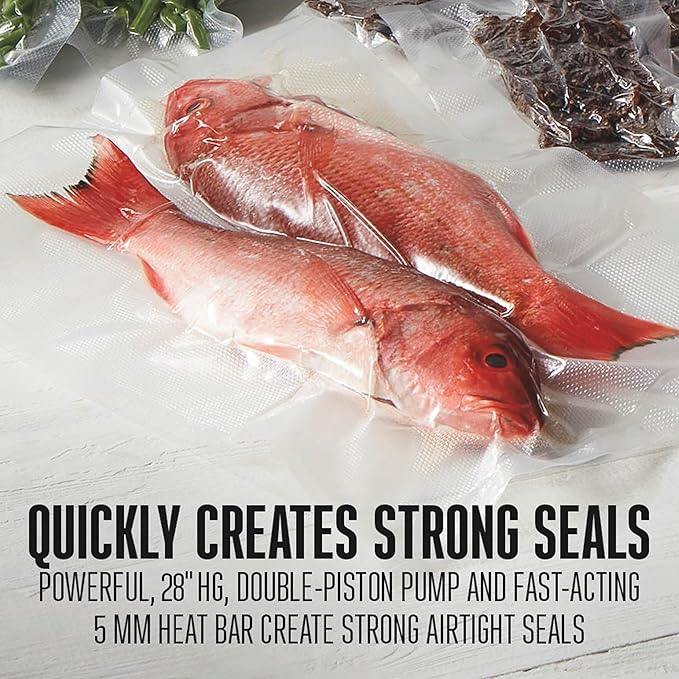 Weston Brands Vacuum Sealer Machine for Food Preservation & Sous Vide, Extra-Wide 5mm Bar for Sealing Bags up to 11" Wide, 460 Watts, Pro 1100, Stainless Steel (65-0650-W)