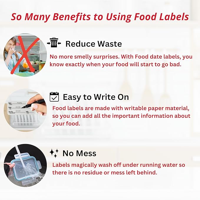 2x1 Dissolvable Food Labels, 250 Label Stickers, Bottle Labels for Storage Bins, Sticker Labels for Food containers, (250, Blank)