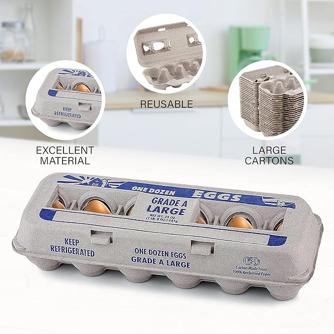 MT Products Printed Empty Egg Cartons Holds 12 Eggs - Cardboard Crate for Eggs (Pack of 15) - Made in USA