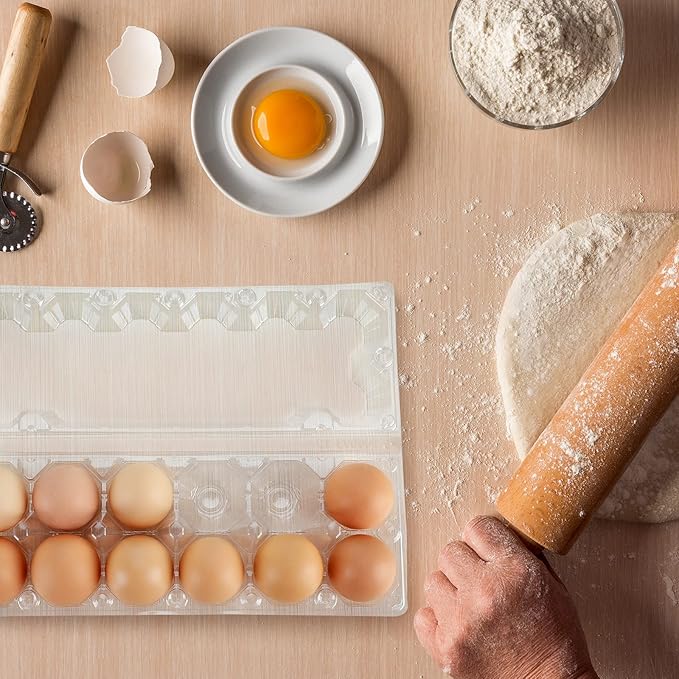 Tanlade 100 Pcs Plastic Egg Carton, 12 Grids Clear Chicken Egg Tray Disposable Plastic Holder Empty Container for Farm Refrigerator Fresh Storage
