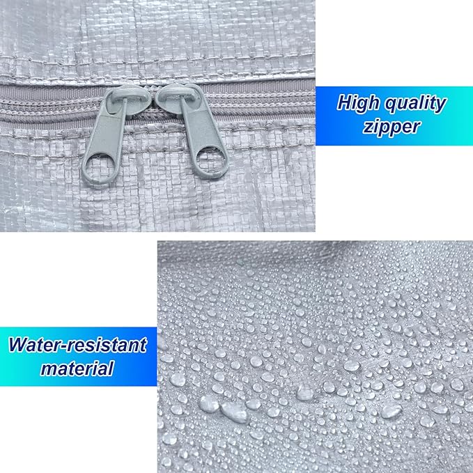 Windyun 4 Pack 57 Gallon Extra Large Moving Bags XXL Heavy Duty Storage Bag with Strong Zipper Handle Jumbo Big Tote Box Foldable for College Dorm Travel Clothes Duffle Blanket Pillow(Silver)