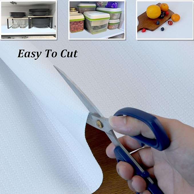 Shelf Liners for Cabinets Waterproof 15 Inch Wide X 20 Ft Non Adhesive Drawer Liners White Non Slip Washable Cabinet Mat for Kitchen Refrigerator Shelves Pantry Bathroom Cupboard Closet Dresser