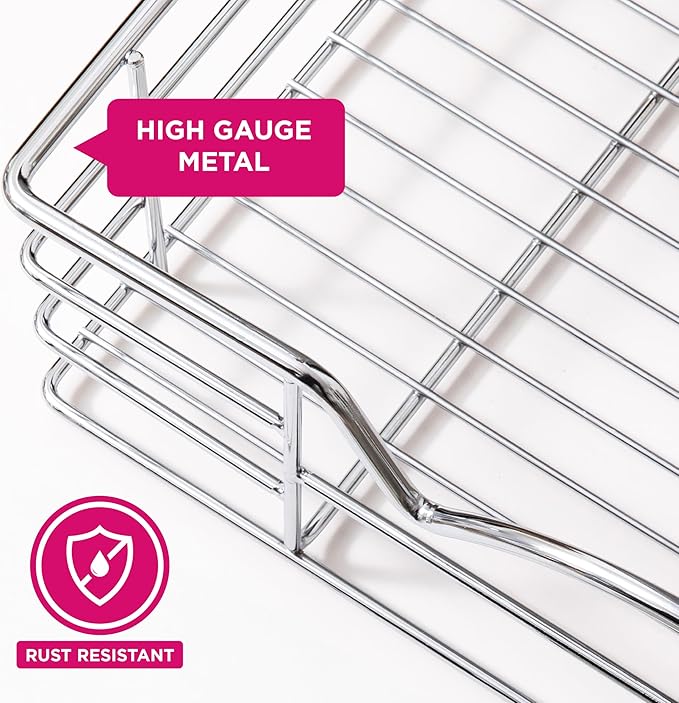 HOLDN’ STORAGE Heavy-Duty Premium Collection Pull Out Cabinet Organizer, Cabinet Drawer Slide Outs, Lifetime Limited Warranty - Basket Size 17" W x 21" D x 5" H, Anti-Rust Chrome Finish