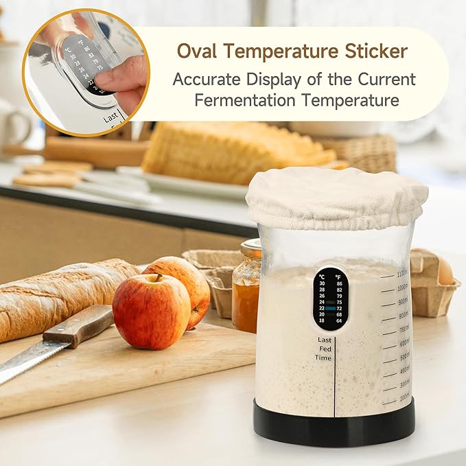 Coco Bird Pro Sourdough Starter Kit- 50oz Large Capacity Sourdough Starter Jar, 17 Flavorful Fermentation Recipes, Sourdough Bread Baking Supplies for Making Delicious Sourdough Breads(1PCS)