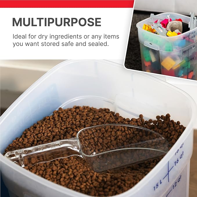 Cambro FreshPro 18 Quart (QT) Food Storage Container with Lid (Restaurant Grade) - for Food Prep, Commercial Kitchen, Pet and Dog Food Container (Translucent)