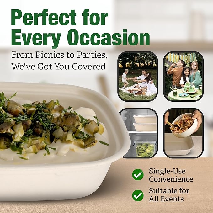 TOPtoper 100 Pack 40 Oz Large Paper Bowls with Lids, Heavy Duty Compostable Paper Bowls for Party, Disposable Bowls Bulk Leakproof and Microwave Safe for Hot/Cold Use