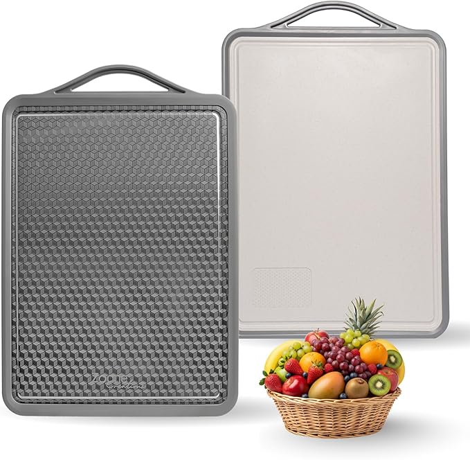 Zoane Creations Premium Double Sided 304 Stainless Steel Cutting Board | Non Toxic, Heavy Duty Stainless Steel Chopping Board with Juice Groove | Dishwasher Safe Kitchen Board - Rubik Grooved Diamond
