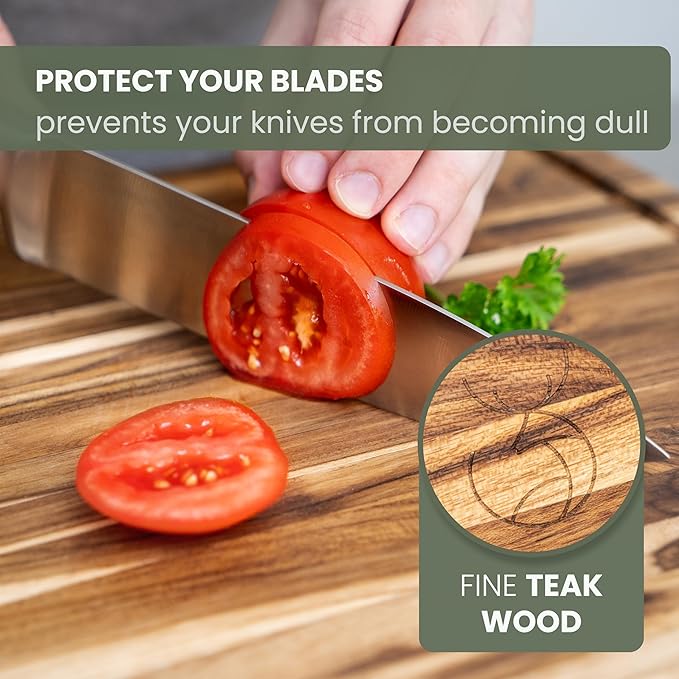 WALDWERK Large Teak Wood Cutting Board (18 x 14 x 1.2") - Solid Wood Cutting Board - Large Teak Wood Chopping Board - Wooden Butcher Block for Kitchen