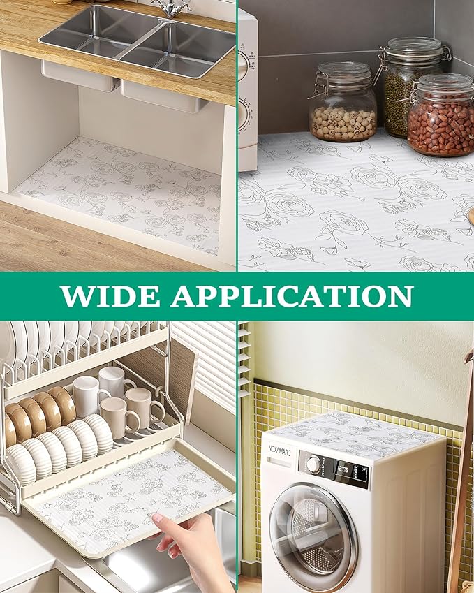 Shelf Drawer Liner for Kitchen Cabinets Non-Adhesive Shelf Liner Paper Non-Slip Strong Grip Drawer Liner Cabinet Liners Thickened Easy to Clean for Tool Box Pantry (Rose,17.5In x 20FT), Gray