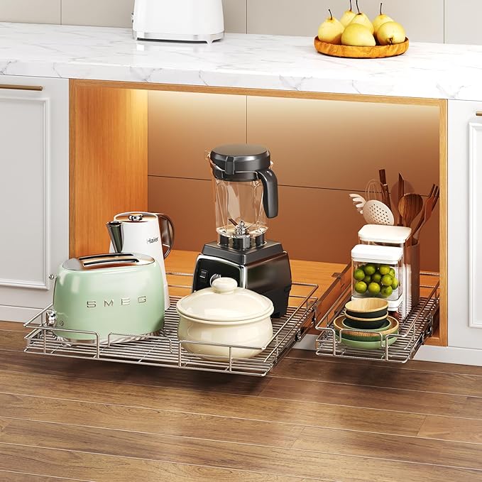 MODCART Pull Out Cabinet Organizer 25½" W x 21½" D, Heavy Duty Cabinet Pull Out Shelves, Slide Out Drawers Organization for Kitchen Cabinets Bathroom
