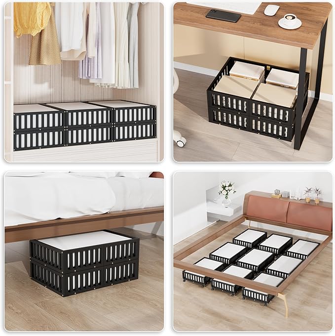Bamboo Under Bed Storage with Wheels,Rolling Underbed Shoe Organizer Box for Shoes,Blankets,Toys,Clothes Container Space-Saving Bins for Bedroom,Closet,Dorm,Nursery