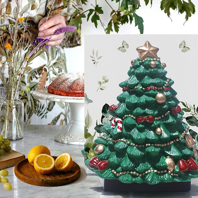 Christmas Tree Napkin Holder - Festive Resin Tabletop Decor for Holiday Dining