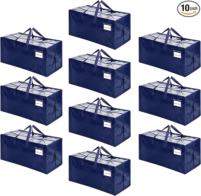 VENO 10 Pack Heavy Duty Moving Bags with Backpack Straps, Zippers & Handles, Extra Large Packing Bags for College Dorm Essentials, Moving Supplies Alternative to Cardboard Moving Boxes