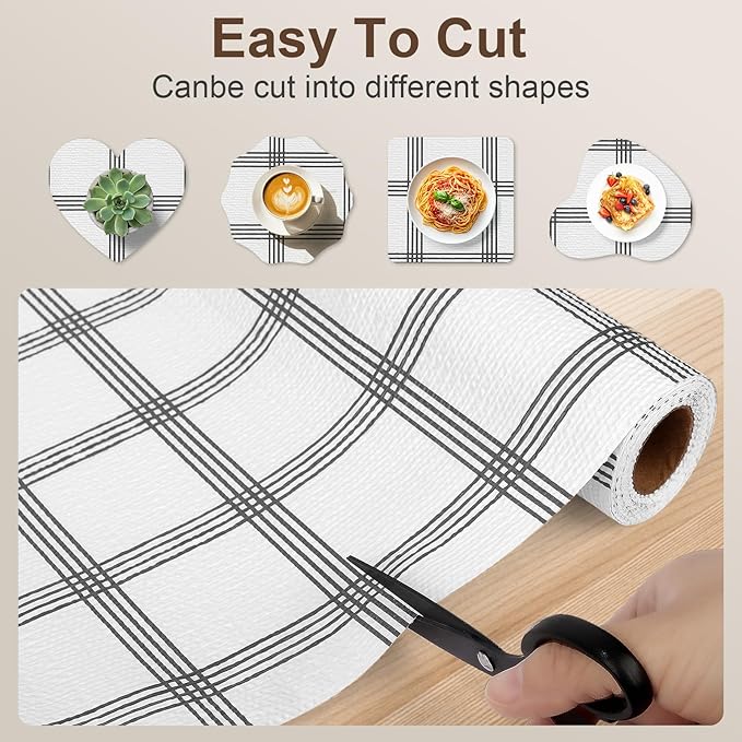 Drawer and Shelf Liner for Kitchen Cabinet, Non-Adhesive Cabinet Liner, Non-Slip Drawer Liner, Waterproof Cupboard Liners, Kitchen Shelf Liner Easy to Clean, Protect Dresser/Shelves/Table