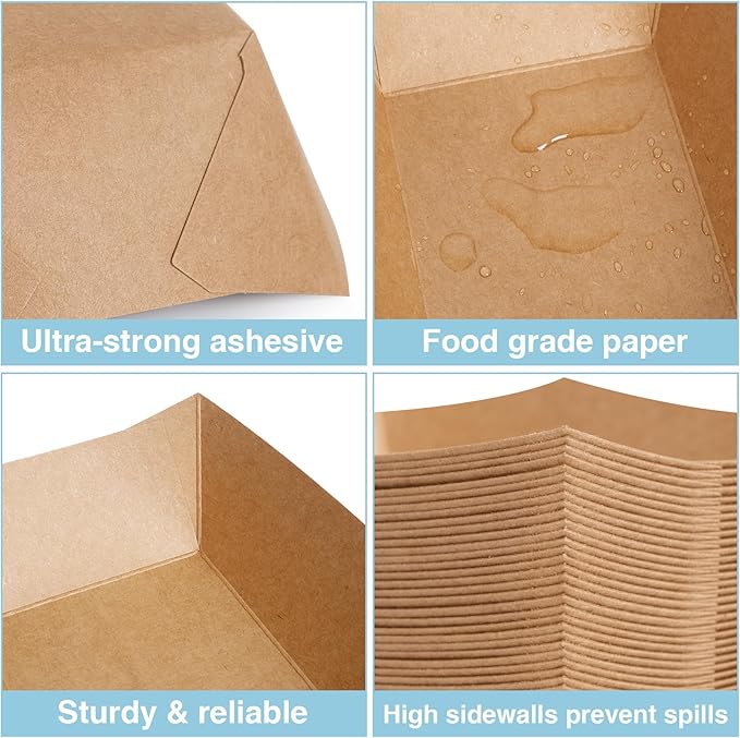 FGCHEEF 3lb Paper Food Trays, 250 Pack Disposable Paper Food Boat Serving Boats for French Fries Nachos Snack Hot Dog Taco BBQ Popcorn Bachelor Party Picnic