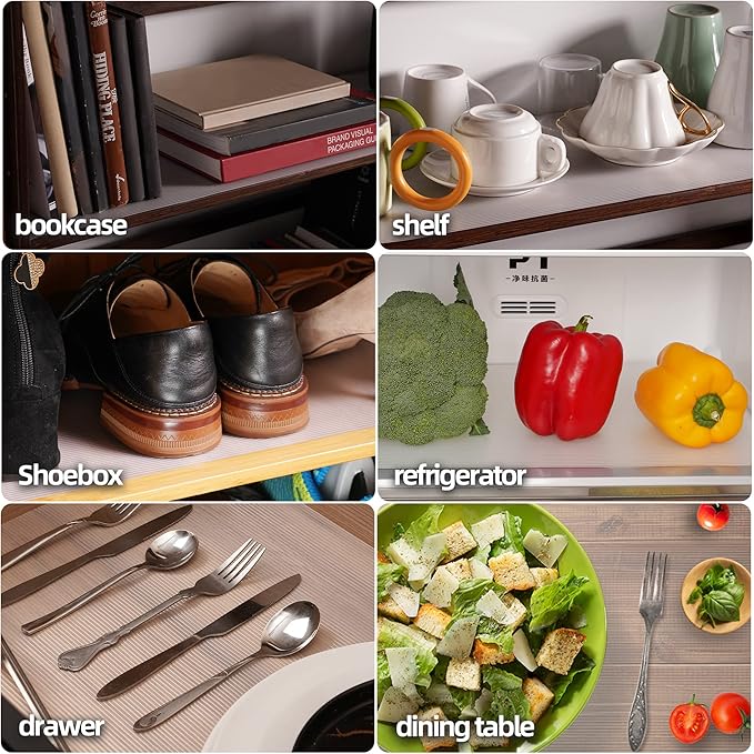 Shelf Liner,Non-Adhesive Drawer Liner,Food-Grade Material for Kitchen Cabinets Liner,Non-Slip Cupboard Liners Kitchen Drawer Liners Bathroom Shelves Liners (12 inches x 20 Feet x 4 Rolls)