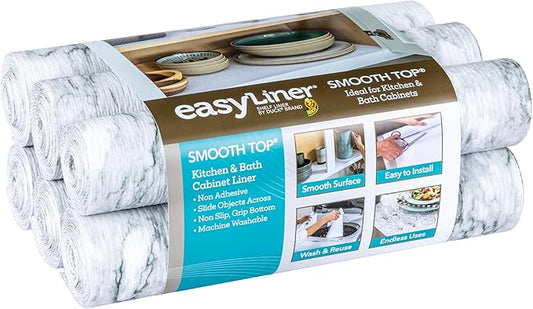 Duck Brand Smooth Top EasyLiner for Cabinets & Drawers - Easy to Install & Cut to Fit - Shelf Paper & Drawer Liner Non-Adhesive - Non Slip Shelf Liner - 20 Inch Width - 36 Total Feet - Grey Marble