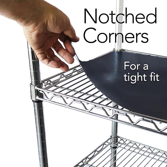 RESILIA Shelf Liner Set for Wire Shelving Rack – 4 Pack, 24 Inch Long x 48 Inch Wide, Black Plastic Vinyl Covers for Kitchen, Pantry, & Garage Racks, Made in The USA