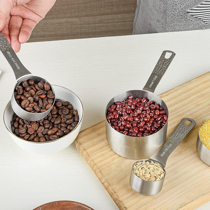 Smithcraft Measuring Cups and Spoons Set, 10 Piece Measuring Cup Set, 18/8 Stainless Steel Measuring Cups Spoons & Leveler, Baking Measure Cups, Kitchen Measurement Cups, Kitchen Gadgets for Cooking