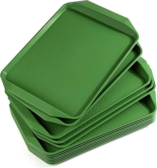 Aebeky Plastic Fast Food Tray,16.7 by 11.8-Inch,Set of 12 (Green)