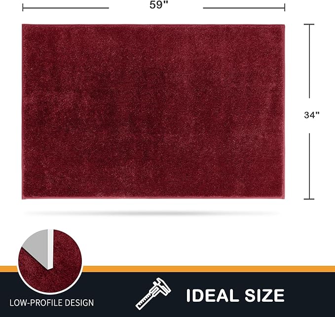 PURRUGS Dirt Trapping Door Mat 34" x 59", Non-Slip Machine Washable Entryway Rug, Dog Doormat, Indoor Front Door Mat, Super Absorbent Entry Rug for Muddy Shoes & Paws, Burgundy Red