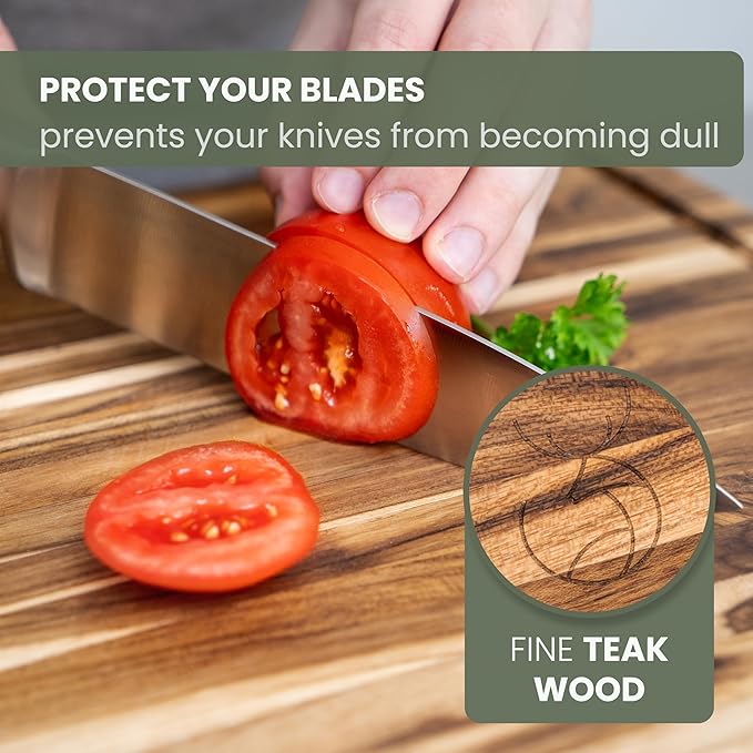 WALDWERK Large Teak Wood Cutting Board (24 x 18 x 1.2") - Solid Wood Cutting Board - Extra Large Teak Wood Chopping Board - Wooden Butcher Block for Kitchen