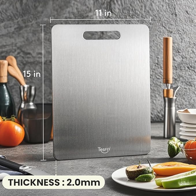 2 Pack Titanium Cutting Board - 100% Pure Titanium Cutting Boards For Kitche,Easy to clean, Double-sided food-grade Cutting Board For Cutting Meats, Fruits And Vegetables (15 * 11)