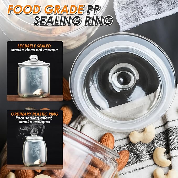 Masthome 2 Glass Storage Jars Set,1 Gallon Cookie Jar for Food Storage,Airtight Glass Jars with Lids for Kitchen Counter Pantry Well Organization，Send 15 pcs Food Storage Bags