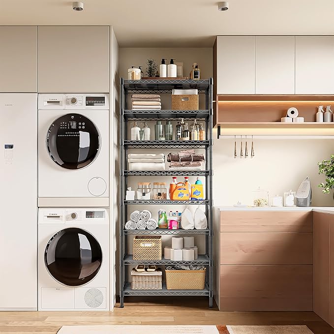 8 Tier Storage Shelves Wire Shelving Unit 1200LBS,Metal Shelving Adjustable and Heavy Duty Shelves for Storage Rack,Pantry Shelves Kitchen Office Industrial Commercial 72H X 13.8D X 23.6W