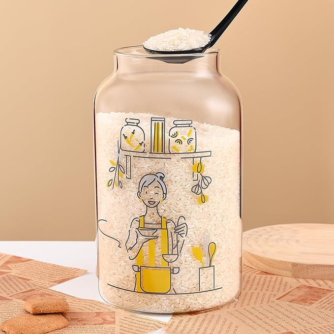 2ps Large Glass Storage jars, Flour Jars, With Airtight Bamboo Lids, Perfect For Kitchen Corners, Suitable For Storing Sugar, Coffee, Rice, and Nuts (95 FL OZ/2800 ml)