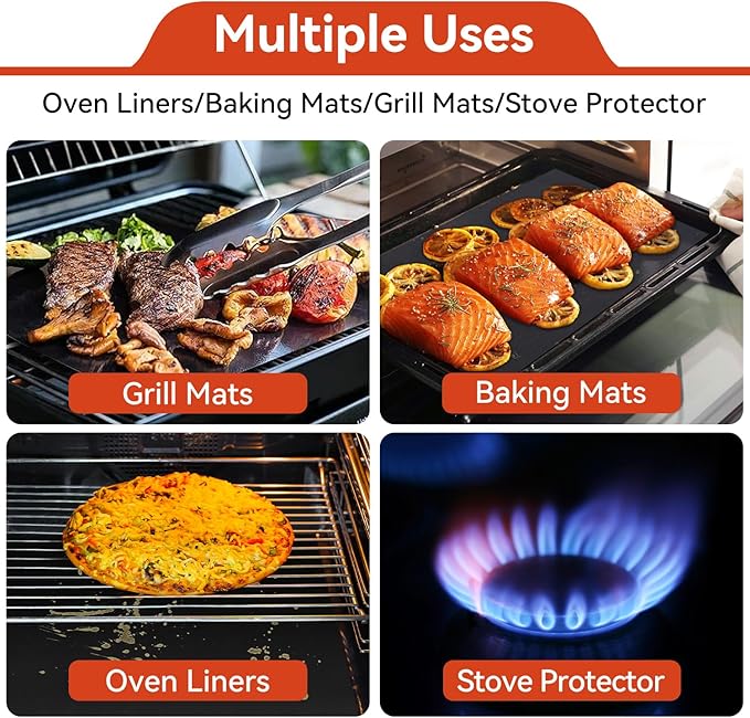Oven Liner for Bottom of Oven, Cut to Size Air Fryer Liners, Stovetops Protector & Grills Mat Thick Heavy Duty Non Stick Teflon Sheet with BPA and PFOA Free 16x75 Inches