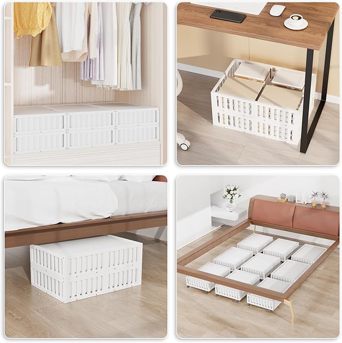 Bamboo Under Bed Storage with Wheels,Rolling Underbed Shoe Organizer Box for Shoes,Blankets,Toys,Clothes Container Space-Saving Bins for Bedroom,Closet,Dorm,Nursery