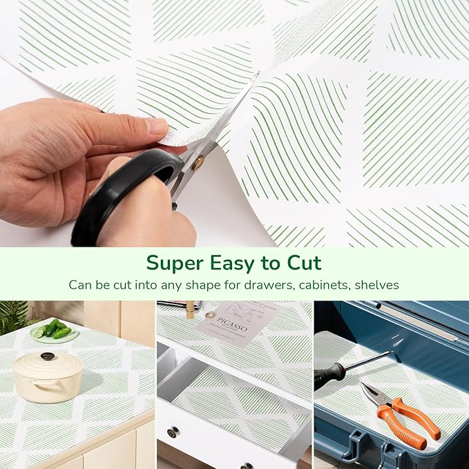 Drawer and Shelf Liner for Kitchen, Non-Slip Non-Adhesive Cabinet Liners for Cupboard, Dresser, Shelves, Tool Box, Pantry, Thickened Easy Install, Strong Grip, 17.5In x 20FT, Green