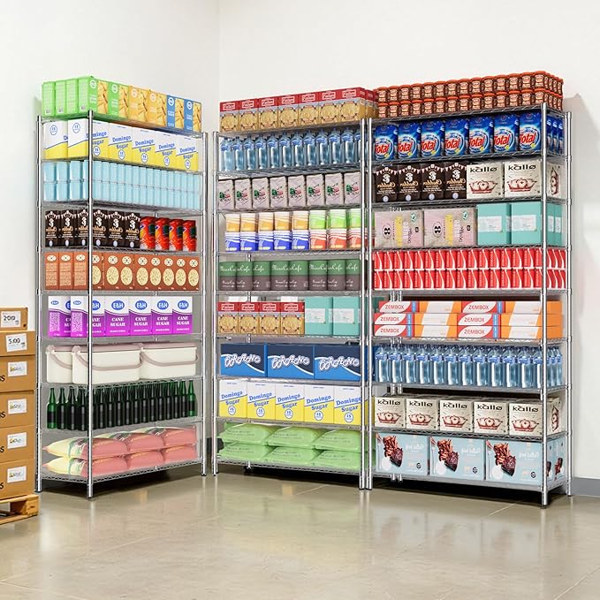 Finnhomy 9-Tier Wire Shelving Unit Adjustable Steel Wire Rack Shelving, 14x36x82 Inches 9 Shelves Metal Storage Rack, Pantry Shelves for Storage, Metal Garage Shelves with NSF Certified, Chrome