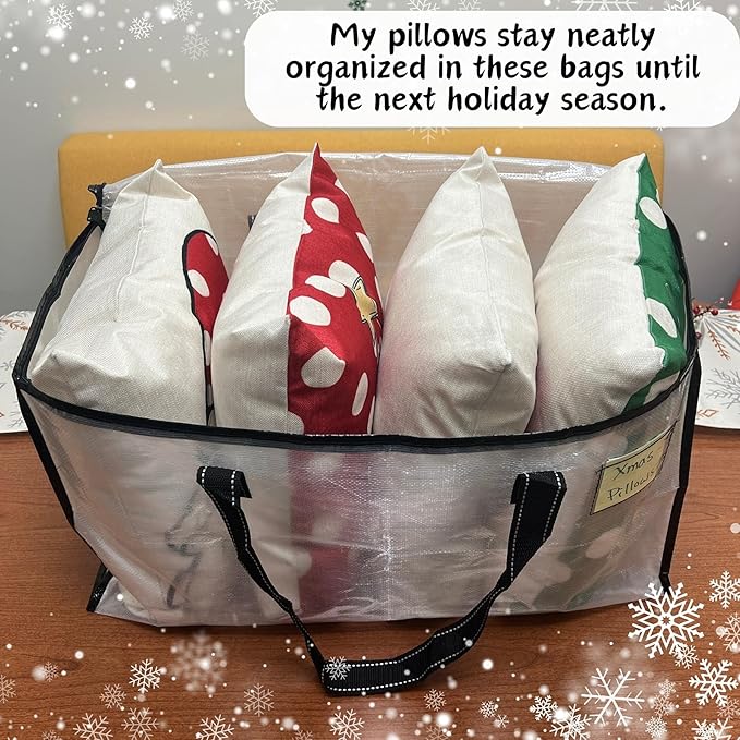 VENO 2 Pack Moving Bags, Christmas Storage Bins, Moving Boxes Alternative, Comforter and Blanket Storage Bags, College Dorm Packing Supplies, Foldable Heavy-Duty Tote (Clear, 2 Pack)