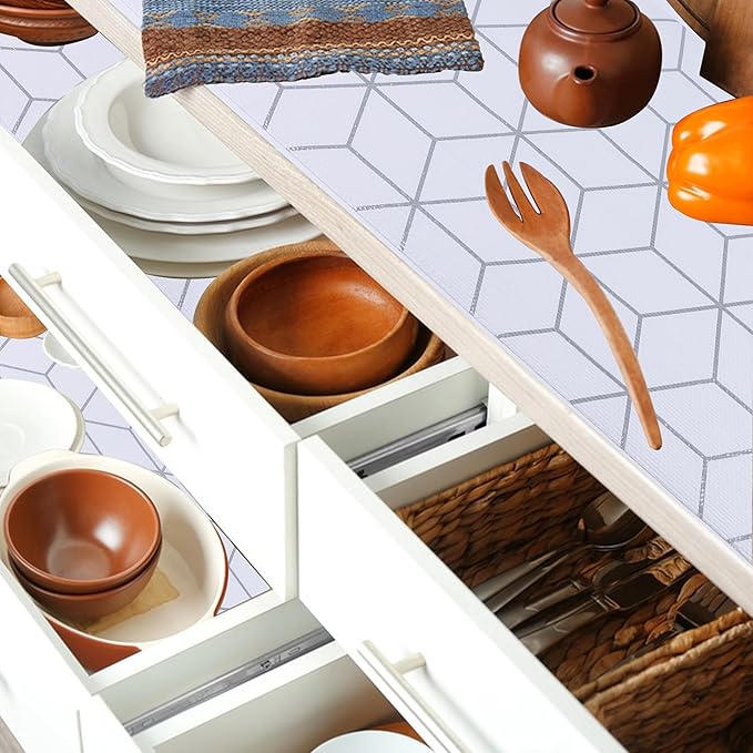 Shelf Liner for Kitchen Cabinets Non Adhesive15 Inch Wide X 20 Ft Cabinet Drawer Liners for Shelves Non Slip Waterproof Strong Grip Mat for Closet Bathroom Pantry Cupboard Refrigerator