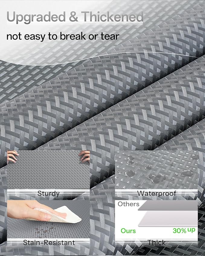 Shelf and Drawer Liner for Kitchen Cabinet, Non-Adhesive 18in x 120in Waterproof Contact Paper Refrigerator Liners Thickened Durable EVA Material Non Slip Mat for Dresser Cupboard Pantry Protector