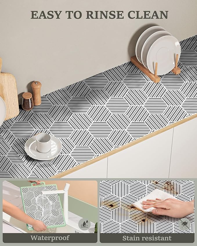 Shelf Liner Drawer Liner for Kitchen Cabinet, 17.5In x 20FT Non-Adhesive Slip Resistant Cabinet Liners, Thickened Strong Grip Waterproof Shelf Paper Protect Cupboard, Dresser, Bathroom Drawers, Gray