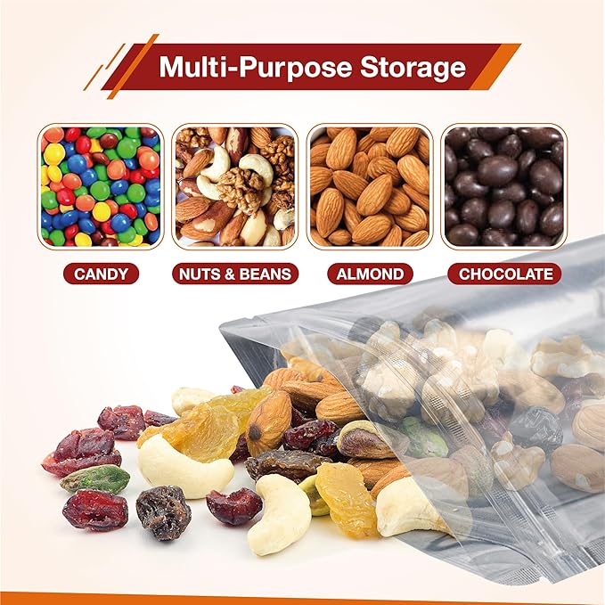 BELLE KR® 5x8 Mylar Bags Stand Up - Pack Of 1000-7.5mil Thick - Clear Mylar Bags with See Through Window for Freeze Dryer