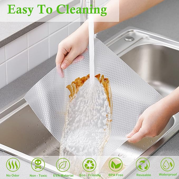 Cabinet Liners Non Adhesive Clear Kitchen Drawer Shelf Liner, 24 in x 20 FT Non Slip Waterproof Fridge Mat for Refrigerator, Dresser, Wire Shelf, Toolbox, Cupboard, Pantry, Storage and Desk